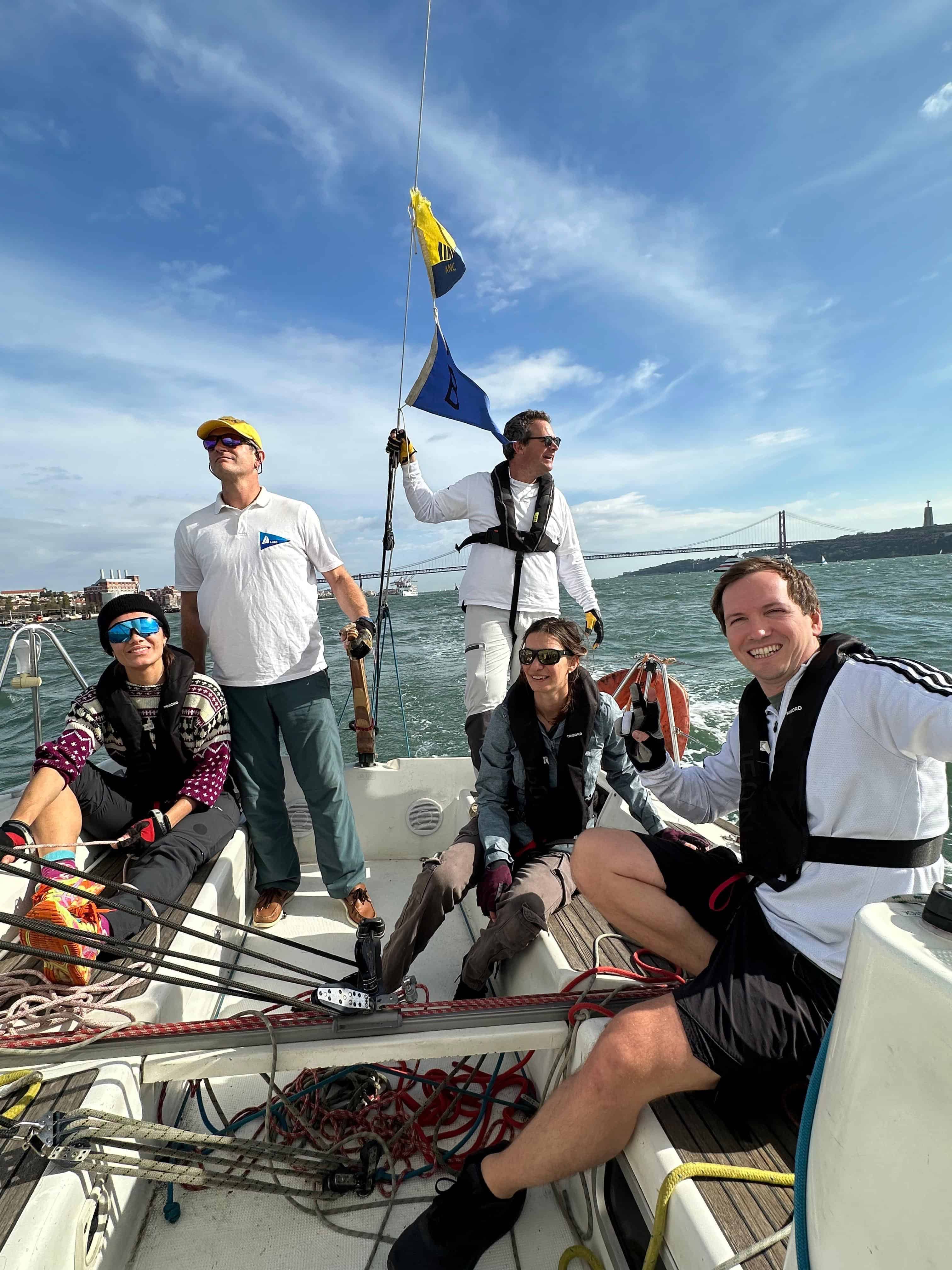 Sailing crew enjoying a day together on the water